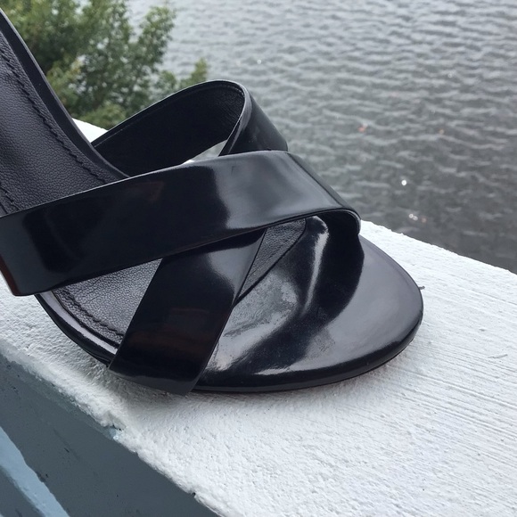 Dolce & Gabbana Slip-on Black Patent Leather 3” Slides with Criss-Cross Strap - Picture 7 of 16